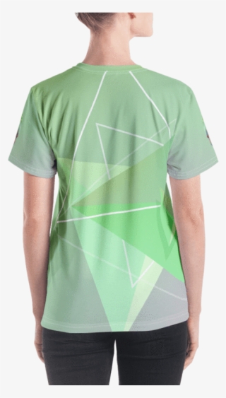 Green Bird In Geometric Art Regular Fit V Neck T Shirt - Active Shirt #9222464