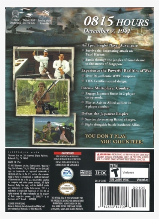 Medal Of Honor Rising Sun Back - Gamecube #9233587