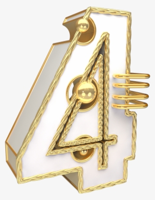 Commercial C4d Font Original White Gold Number 4 Png - Emblem #9235522