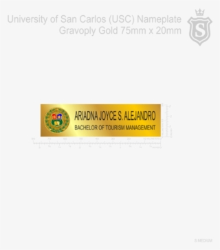 University Of San Carlos Nameplate Gravoply Gold 75mm - University Nameplate #9240914