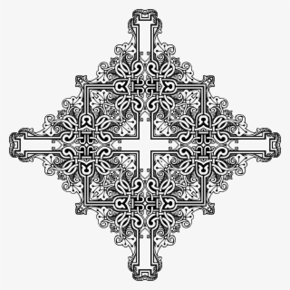 Pink Png Photo Frame With Cross And Flowers - Christian Geometric Patterns Png #9241442