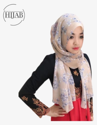Muslim Summer Women Headband Scarf Printed Flower Chiffon - Headscarf #9244392