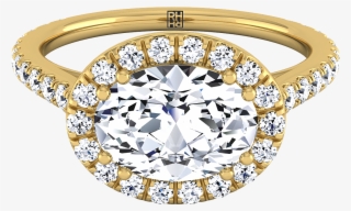 Oval Shape Diamond Halo Engagement Ring East West With - East West Oval Rose Gold Engagement Ring #9249769