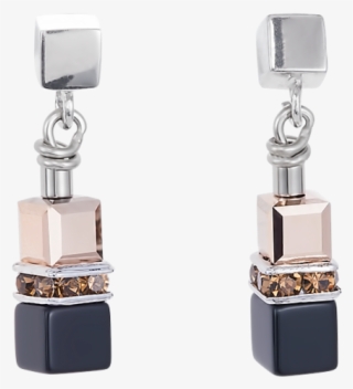 Coeur De Lion Black & Rose Rhinestone Earrings - Earrings #9251158