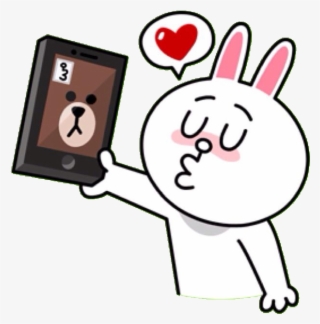 Free Call Event Special Stickers - Brown Bear And Cony Kiss #9254053