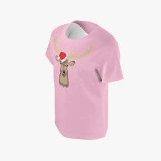 Pastel Pink Reindeer Christmas Hat Girls T-shirt - Hippopotamus #9260728