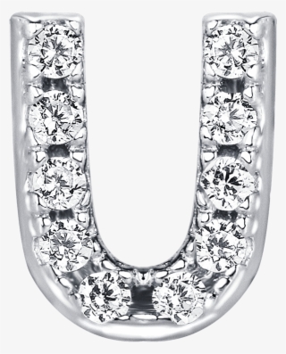 Letter U Locket Charm With White Crystals In White - Body Jewelry #9265099