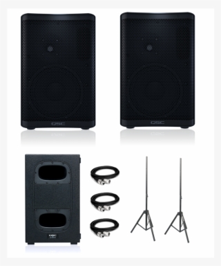 Qsc Cp8 Ks112 (single) Speaker Stands And Xlr Cables - Grille #9266801