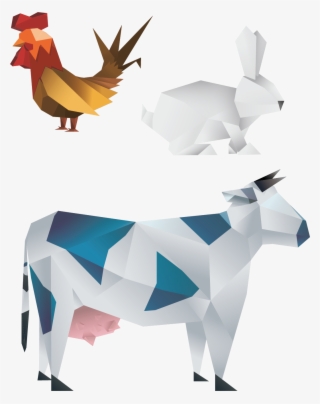 Picture Black And White Stock Dairy Cattle Cows Bunny - Geometric Farm Animal Icons #9267145