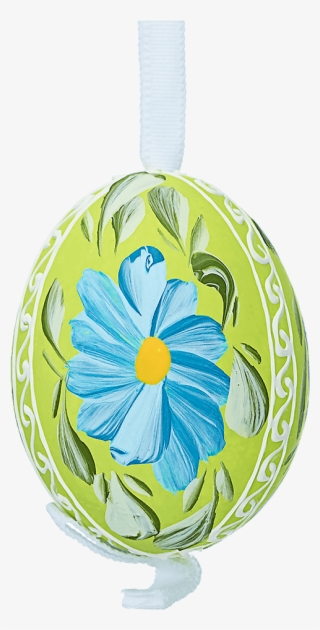 Green Painted Easter Egg With Blue Flowers - Locket #9272924