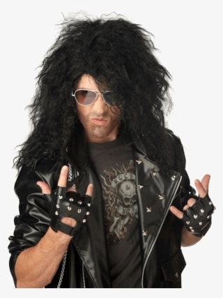 Adult Heavy Metal Rocker Black Wig - 80s Rocker #9277946