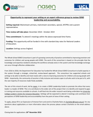 Expression Of Interest Advert - Ucl Institute Of Education #9294449