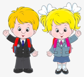 Girl Walking To School Clipart - Boy And Girl Clip Art #9297014