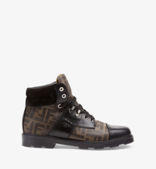 Brown Hiking Boot Tobacco And Black Ff Fabric And Calfskin - Sneakers #9298267