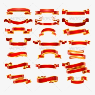 Ribbon 82 Copy - Banner Red And Gold #9299090