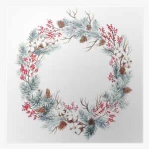 Round Frame For Christmas Cards And Winter Design Illustration - Designs Direct Christmas Family Wreath 20" X 20" White #930199