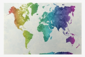 Rainbow Watercolor World Map #931572