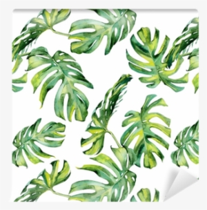 Seamless Watercolor Illustration Of Tropical Leaves, - Watercolour Tropical Leaf Vector Free #933431