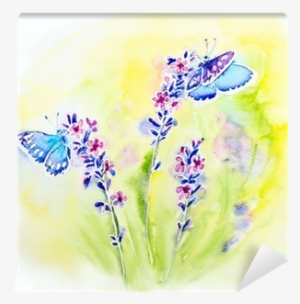 Painted Watercolor With Summer Lavender Flowers And - Watercolor Painting #933573