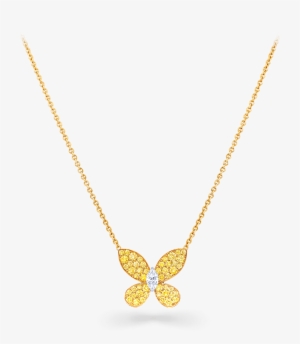 A Graff Pavé Butterfly Yellow And White Diamond Pendant - Butterfly Diamond Necklace Yellow #933662