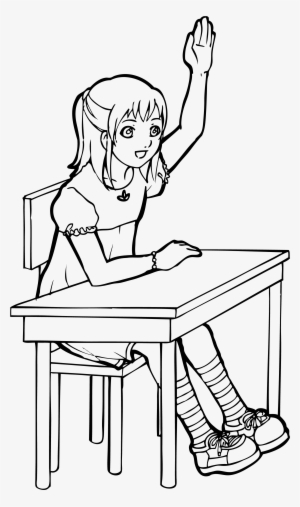 Student Raising Hand Clipart Black And White - Clip Art #939851