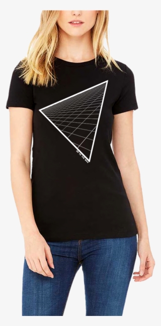 Triangle Grid T-shirt - Black Blank Womens Tshirt #9307686