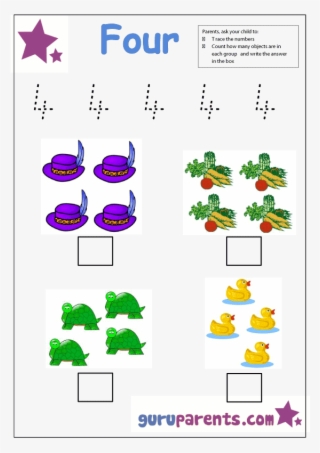 Preschool Number 4 Worksheet - Fl Sounds #9312248