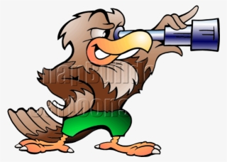 Telescope Clipart Hand Drawn - Eagle With A Telescope #9312885
