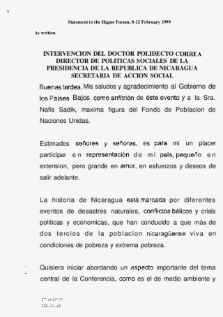 Statement Of Nicaragua - Principio De Una Carta #9314782