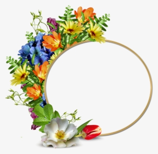 Descargar Marcos De Fotos Gratis Con Flores Coloridas, - Marcos Redondos De Flores Png #9315576
