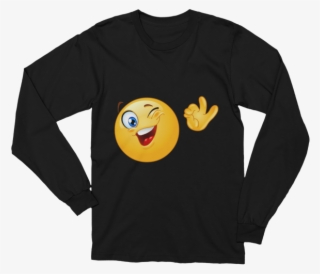Unisex Cute Winking Emoji Long Sleeve T-shirt - Skater Long Sleeve Shirts #9321957