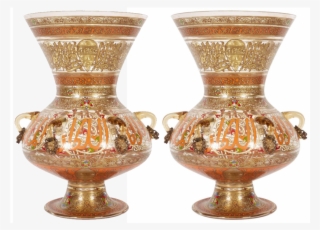 Pair Of French Enamelled Mamluk Revival Glass Mosque - Mosque Lamp #9323948