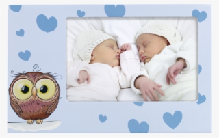 "eule Elia" Portrait Frame, Blue, 10 X 15 Cm - Twins Girls Birth Announcements #9324714