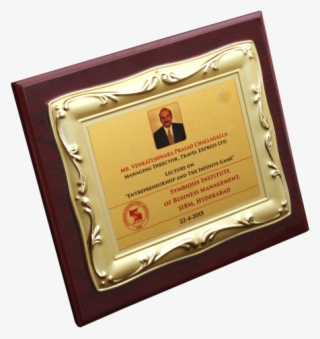 Wooden Plaque With Metal Plate - Picture Frame #9325978