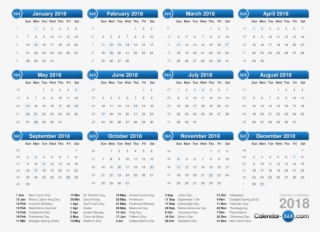 Download 2018 Calendar Png Clipart Background - Current Week Number 2018 #9326360