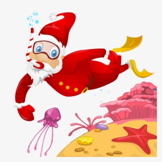 Santa Diving Cartoon #9328734