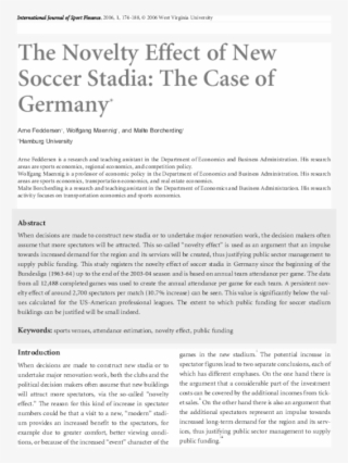 The Novelty Effect Of New Soccer Stadia - Document #9328834