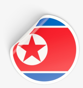 Round Sticker Ilration Of Flag North Korea - North Korea Flag Pin #9330131