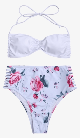 Ladder Cut Ruched High Cut Bikini - Bikini #9331966