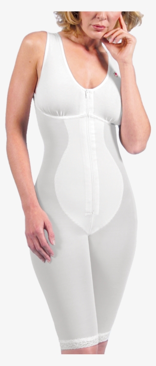 Zippered Above Knee High Back Girdle With Bra - Spandex #9331997