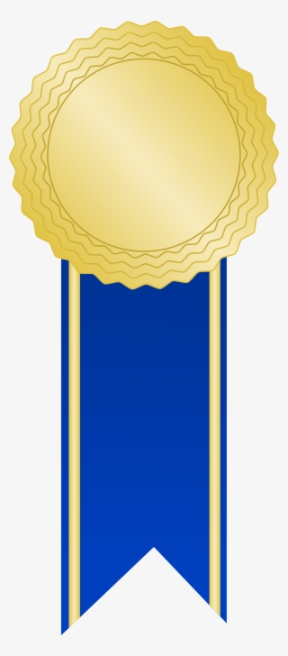 Golden Award With A Blue Ribbon - Vector Award Ribbon Png #9333669