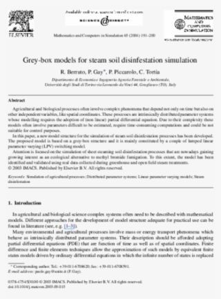 Grey-box Models For Steam Soil Disinfestation Simulation #9334818
