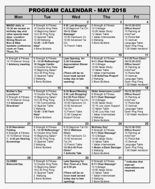 Program Calendar May 2018 - Document #9337760