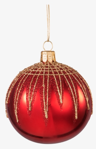 Glass Bauble Red With Glitter Zigzag Pattern, 8 Cm - Christmas Ornament #9339977