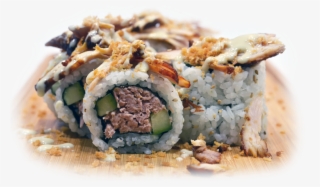 Cucumber, Cooked Tuna, Teriyaki Chicken, Bread Crumbs, - California Roll #9343297 Cucumber, Cooked Tuna, Teriyaki Chicken, Bread Crumbs, - California Roll #9343297