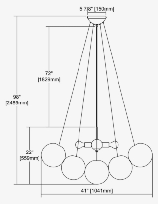 Cielo 6 Light Chandelier In Antique Gold Leaf - Technical Drawing #9345205