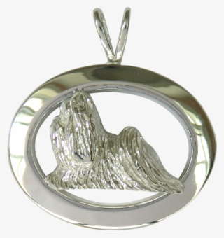 14k Gold Or Sterling Silver Shih Tzu In Glossy Oval - Locket #9346852