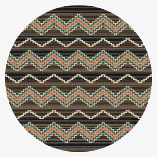 Light Brown And Dark Brown Round Rug With Squiggly #9346860