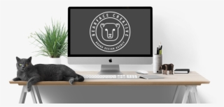 Cat Laying On Desktop, Showing Bearface Creative Logo - Mockup #9347601 Cat Laying On Desktop, Showing Bearface Creative Logo - Mockup #9347601