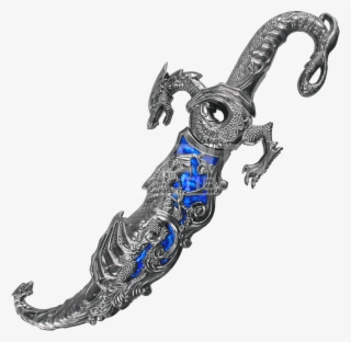 Ornate Dragon Dagger With Blue Scabbard - Silver Dragon Dagger From Far Cry 3 Sale #9359878